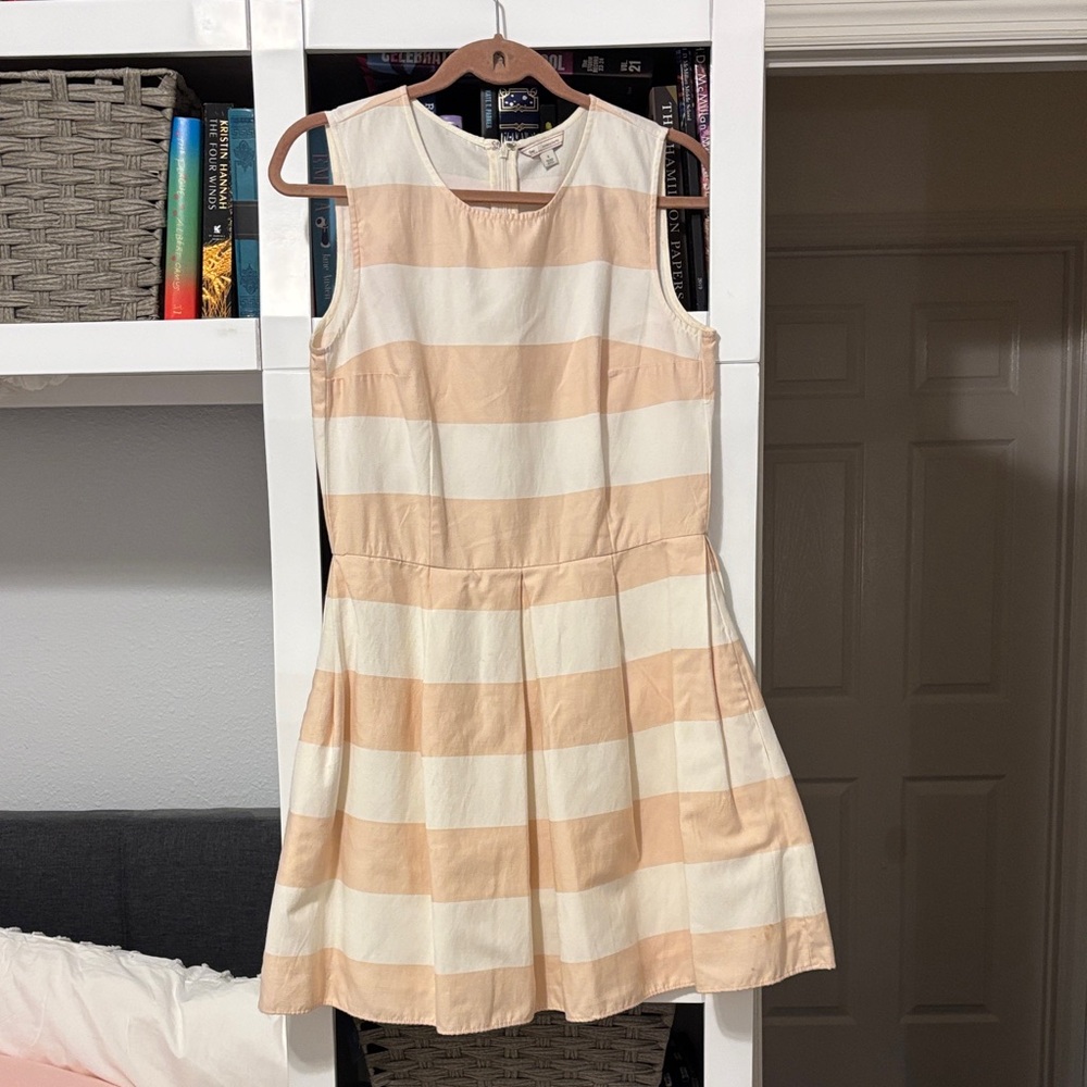 GAP Cream and White Striped Mini Dress Vintage